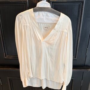 Zadig & Voltaire Cream V-Neck Blouse